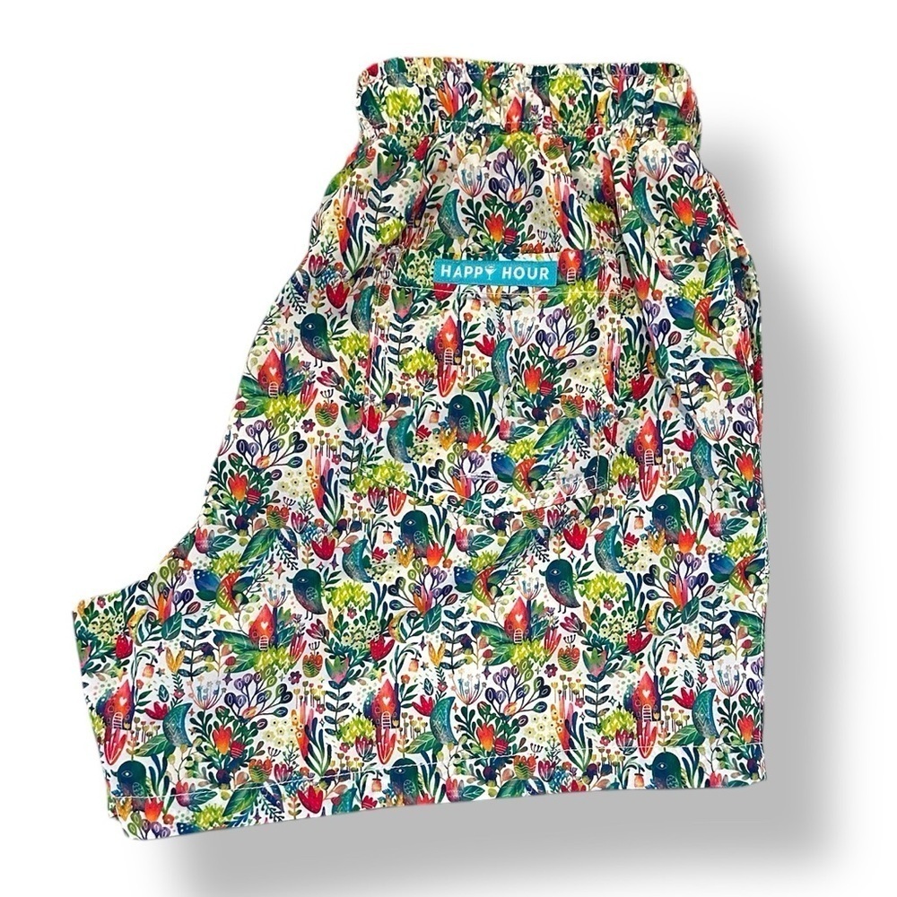 Happy Hour | Mens Printed Beachwear Swim Trunks - Neon Cactus Print Sz S EUC